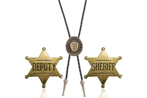 ElevaPulse Cowboy 3er Set Western Schmuck, Cowboy Hut Herren, Sheriff Und Deputy Abzeichen Mit Kette, Trachten Zubehör Herren Für Western Parties Und Country Styling