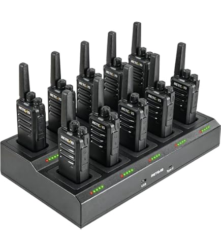 Retevis H777D Portofoons met LCD-Scherm, Type C-Oplaadfunctie, PMR446, 1200 mAh, Eenvoudig te Koppelen, VOX, Noodalarm, Draagbare Portofoon voor Magazijnen en Hotels (10-Pack, Zwart