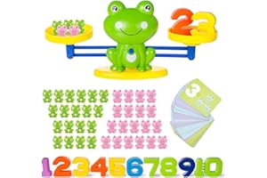 CARASTEK Jouet Montessori Mathématiques, 82 Pièces Cartes de Maths de Balance de Grenouille Bloc Numérique Jouets Éducatifs Jeux pour Enfants De Base d'apprentissage des Mathématiques