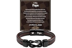 BOCHOI Bracelet en cuir tressé pour homme, cadeaux pour papa/homme, cadeaux de fête des pères et d'anniversaire, cadeaux de fête des pères, cadeaux de Saint-Valentin