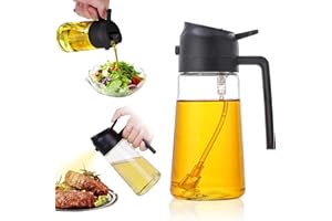 EEPLUYTY Spray Huile Cuisine, Pulverisateur d'Huile Et Distributeur 2 En 1-470 Ml, Spray Huile, Pulvérisateur Et Verseur à Double Fonction - Noir