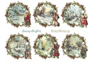 Zita`s Creative Rice Paper A4 Vintage Christmas 3rd Design Straw Silk Paper Decoupage Paper