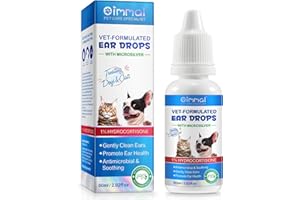 Bieyoc Pet Ear Drops for Dogs and Cats, Dog and Cat Ear Clean and Soothe Ear Irritations, Pet Ear Cleaner Helps to Remove Wax, Stains & Dirt, 60ml