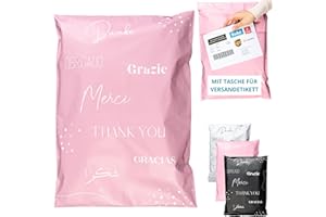 ‎EMBALLAX EMBALLAX - 50 Versandtaschen MIT TASCHE FÜR VERSANDETIKETT - L 40x30cm - WIDERSTANDSFÄHIG/WASSERDICHT - Versandtüten für Kleidung - Warensendung Umschlag für Kartons - Versandbeutel - Danke