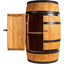 Armoire à Vin Creative Cooper - Tonneau Bois 80cm - Porte - Rangement 40 Bouteilles - Style Barrel