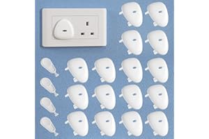 SAFELON 16+4 PCS Baby Safety Outlet Cover, Child Proof Electrical Safety Plug Socket Protectors/Guard, UK Style Socket Cover for kids(16+4 Packs, White)