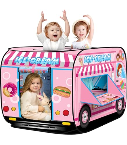 AOLEVA Jeu De Crème Glacée Et Dinette - Accessoires De Cuisine Jouet, 6 Glaces, 5 Cornets, 4 Popsicles, Stand à Glaces, Pour Enfants 3-5 Ans
