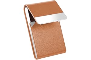 Waylipun Porte-cartes de visite professionnel en cuir synthétique avec fermeture magnétique pour garder les cartes de visite en parfait état, marron, Classique