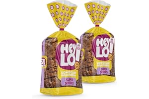 Heylo Seeded Keto Bread - 0.3g Carbs, 7.7g Protein | Low Carb | 16 Slices | Keto Food - Low Calorie Bread - Low Carb Sliced Loaf - 2 x 450g