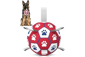 HETOO Dog Soccer Ball, Interactive Dog Toys for Doggies, Dog Toy, Durable Dog Balls for Small & Medium Dogs-Red&White