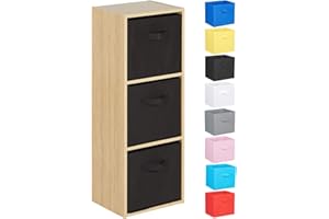 Hartleys 3 Tier Oak Cube Unit - Choice of Storage Boxes