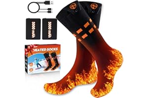 Multper Calze Riscaldate a Batteria per Uomo e Donna, 2×5000mAh Calze Termiche Ricaricabili, 3 Livelli di Calore, Calzini Termici Lavabili, Scaldapiedi Elettrico per Sport, Sci, Campeggio, Ciclismo