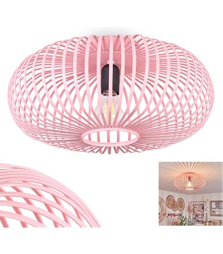 HOFSTEIN Wemude Deckenleuchte – Retro Gitterlampe Aus Metall, 1-flammig, E27, 40 Cm ⌀ Für Wohnzimmer & Küche