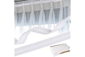 TZQFROCE Cinta de Cortina Cinta de Plisar 30 m x 2.5 cm Cinta Universal de Poliéster Cinta de Plisar Cinta de Cortina Cinta de Coser para Salón Dormitorio Tatami - Blanco