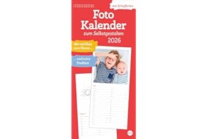 Fotokalender zum Selbstgestalten 2026: Blanko-Kalender mit Monatskalendarium, Titelblatt zum Selbstgestalten, viel Platz für Notizen und mit Schulferien. (Foto-/Bastelkalender Heye)