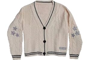 RJICVUF Vocha Mildew con Lo Stesso Maglione Cardigan Lavorato a Maglia Folklore Paragrafo Il Cardigan(Milky White,M)