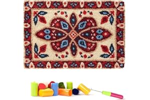 ROCKY&CHAO Kit per tappeto con punto smirne, kit fai da te per adulti e bambini, motivo floreale, kit per la realizzazione di tappeti, punto croce, cuscino per principianti, decorazione per la casa, motivo