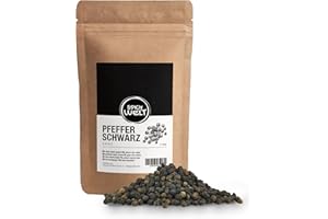 Spicy Welt Schwarzer Pfeffer Ganz (100g) – Pfefferkörner | Ungemahlener Schwarzer Pfeffer | für Pfeffermühlen, Suppen, Saucen & Steak, Mörser & Marinaden | 100% Naturrein, Ohne Zusätze