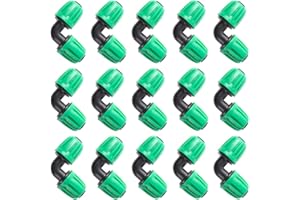 FULAIERGD 15 Stück Tropfbewässerungsschlauch-Stecker 1/2 Zoll Schlauch (1/2" ID x 0,65" AD) Anti-Drop-Qualitätsfitting (Passt 13 mm ID) Kontermuttern Anschlüsse (15 Stück Ellenbogen)