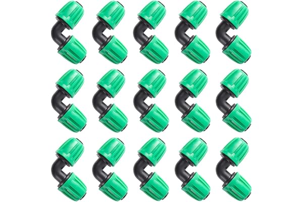 Tuyau 1/2 pouce (1/2 "ID x0,6-0,63" OD) Raccord de qualité anti-goutte de 16 mm (convient à un ID de 13 mm) Raccords à contre-écrou (coude 15 pièces)