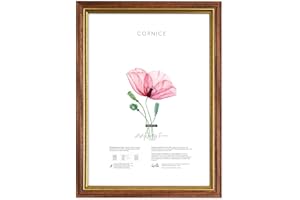 Lupia - Cornice portafoto da Parete Noce con Profilo Oro Brun, per Foto, Stampe artistiche, Poster, Quadri Moderni A3 29,7x42 cm