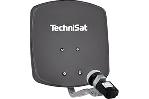 TechniSat DIGIDISH 33 – Satelliten-Schüssel für 1 Teilnehmer (33 cm kleine Sat Anlage - Komplettset mit Wandhalterung und Satfinder V/H-LNB) grau