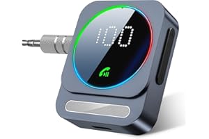 ‎SONRU AUX Bluetooth Adapter Auto, SONRU Bluetooth 5.3 Empfänger für Stereoanlage [Freisprechanruf/Dual Verbindung/16 Stunden Spielzeit] BluetoothAdapter AUX 3,5mm für Autoradio/Kabelgebundener Kopfhörer