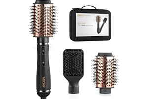 ‎WECHIP WeChip Warmluftbürste Haartrockner Negative Ionen Föhnbürste Keramik Rundbürstenföhn Heißluftbürste für Trocknen Volumisieren Glätten Kopfhautmassage, 2 Aufsätze für 4 Funktionen