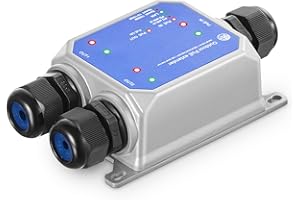 BINARDAT Interruptor de paso PoE Gigabit IP67 para exteriores, 1 extensor de salida PoE en 2, IEEE802.3af/at/bt PoE alimentado 90W, Ethernet 10/100/1000Mbps, montaje en pared de metal impermeable Plug and Play