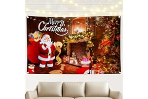 Hianjoo Christmas Flag 5.9 x 3.6ft with Eyelets, Large Christmas Backdrop Banner, Vivid Digital Print Xmas Background Decoration Banner for Indoor Outdoor Decor, 180x110cm (Red)