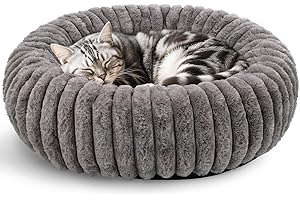 Arquiel Lits pour Chats, Chat Lit Rond Moelleux Coussin Rond pour Chien Panier Donut Lavable Amovible pour l'hiver Intérieur Ø 50 cm（Gris）