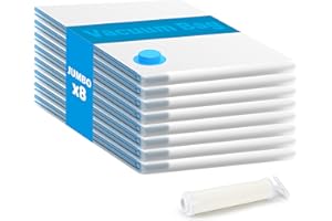 SIMPLE DELUXE 8 Jumbo-Vakuum-Aufbewahrungsbeutel, platzsparende Vakuumbeutel mit Handpumpe für Bettdecken, Decken, Bettwäsche, Kissen und Kleidung