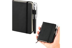 YUXIANLB Taschennotizbuch Tagebuch Mit Stiften Ledereinband Kleine Klassische Linierte Tagebücher A7 Liniertes Notizbuch Zum Schreiben 100 Seiten Hardcover Mit Dickem Papier Für Arbeit College Schwarz