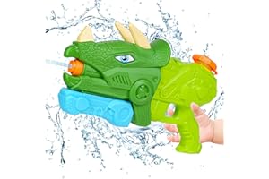 SACEMONTIC Dino Wasserpistole Kinder 800ml Wasserpistole Mit Großer Reichweite Wasserspritzpistole Wasserpistolen Reichweite 10-11 Meter Water Gun Garten für Kinder und Erwachsene Rosa