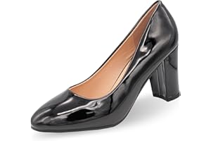 CucuFashion Block Heel Shoes Women Closed Toe - Comfortable Mid Block Heel Court Shoes for Women, Stylish Court Shoes for Women, Block Heels Shoes for Women, Women Block Heel Shoes - UK Size 3-8