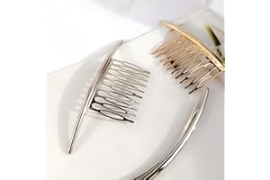 UMIIN Hair Comb Pack of 2 Metal Side Hair Twist Comb French Twist Comb Hair Clips with Teeth for Fine Hair Accessories for Women Girls, Silver & Gold