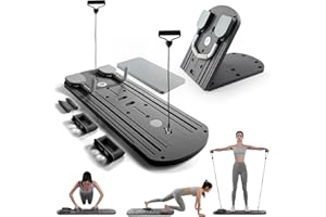 Myga Pilates Reformer Machine - Foldable Pilates Board with Rebound Ab Roller, Resistance Bands, Push Up Bars & LED Counter for Full Body Workout - Multifunctional for Home, Gym & Travel