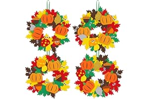 Benjia Set di 4 fai da te Decorazioni in Feltro Ghirlande Autunnali per bambini, Autunno Attività Artigianali Creative Decorazione Appesa in Corona Autunno per Autunnale Halloween Casa Porta Finestra