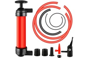 KKNE Bomba Agua Manual, Bomba Sifónica 3 en 1, Bomba Manual de Drenaje de Agua Sifónica, Inflador, Bombeo de Transferencia de Sifón de Combustible para Viajes Herramienta Manual