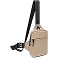 higouta Mini Sling Bag for Men Women, Small Crossbody Waterproof Practical Shoulder Chest Bag for Travel Work Sport, Beige, Small, Sling Crossbody Backpacks