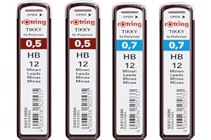 rOtring 0.5mm HB High Polymer Refills - 2 x 12 Leads + 0.7mm HB - 2 x 12 Leads