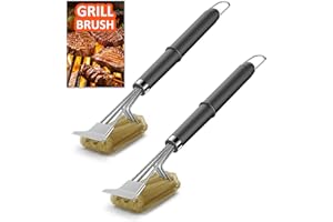 ‎TNTOR [2 Pack] Grillbürste Messing, TNTOR Grill Messingbürste mit Langer Borsten, Edelstahl Spatel und Extra Langer Wärmedämmung Griff, für Gasgrill, Holzkohlegrill, Kugelgrill, Elektrogrill und Grillrost.