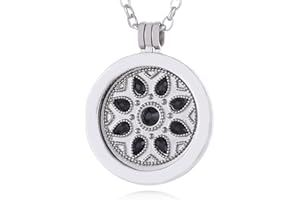 Morella Damen Halskette 70 cm Edelstahl mit Amulett und Coin 33 mm in Schmuckbeutel