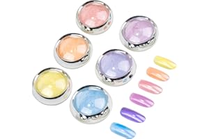 JIASHENG Chrome Nail Powder, Chrome Powder for Nails Nail Glitter Powder with Magic Mirror Finish for Nail Art, Nail Chrome Powder for Different Base Colours Different Effects，6 Color