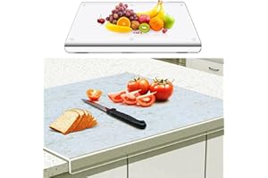 RUNQIN OUTDOOR Transparentes Acryl 3mm Schneidebrett mit Anschlagkante, 45cm x 40cm Rutschfest Kratzfest Clear Acrylic Cutting Board mit Lippe für Küchentheke, Fleischschneidebrett für Zuhause, Küche, Restaurant