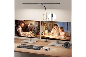 Woputne LED Desk Lamp for Home Office – Desk Lamp with Clamp, Eye-Caring Architect Desk Light, 24W 5 Colour Adjustable Lighting, Flexible Gooseneck Design for Study, Work, Craft, and Drawing