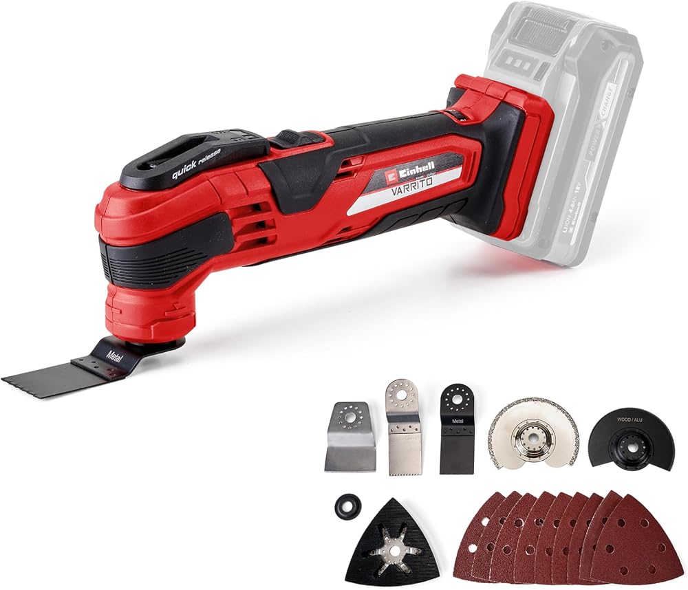 Einhell Akülü Raspalama Makinesi VARRITO 4465160 | PXC | 18 V | 40.000 dev/dk | 3 işlev | elektronik hız kontrolü | manyetik mandren | aksesuarlar | akü hariç
