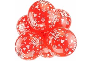 Happium 12" Latex Assorted I Love You Red Hearts Balloons, Pack of 10