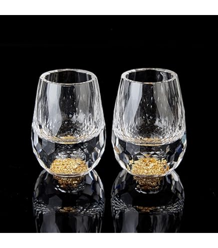 DUJUST Snifter Glazen Set van 6 (8 oz), kristallen whiskyglazen met 24K bladbladschilfers, luxe proefglazen voor brandewijn/cognac/bourbon/tequila/ whisky, BPA-vrij en loodvrij