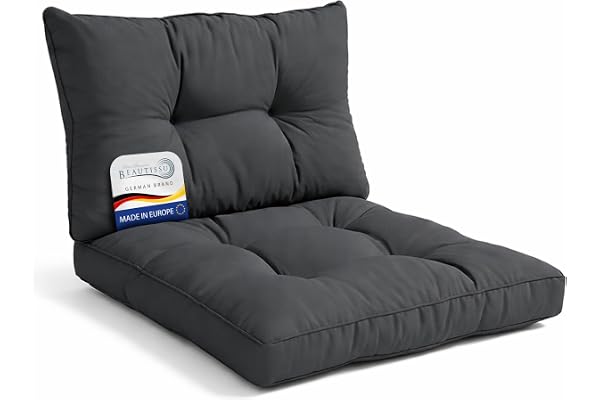 Beautissu Set Lounge Coussin Salon de Jardin Exterieur Assise 60x60 cm & Dossier 60x40 cm – Confortables Coussins Chaise Jardin Fauteuil Rotin idéal pour Meubles Balcon Terrasse Anthracite – xLuna